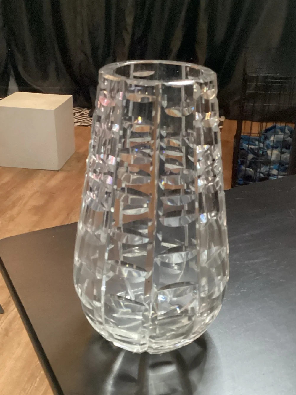 Waterford Crystal Tralee Ladder Pear Teardrop Vase 7” Marked